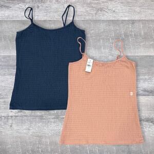 LOFT Outlet NEW Stretchy Ribbed Tank Top Bundle (2) Womens M Blue Peach Cami Set